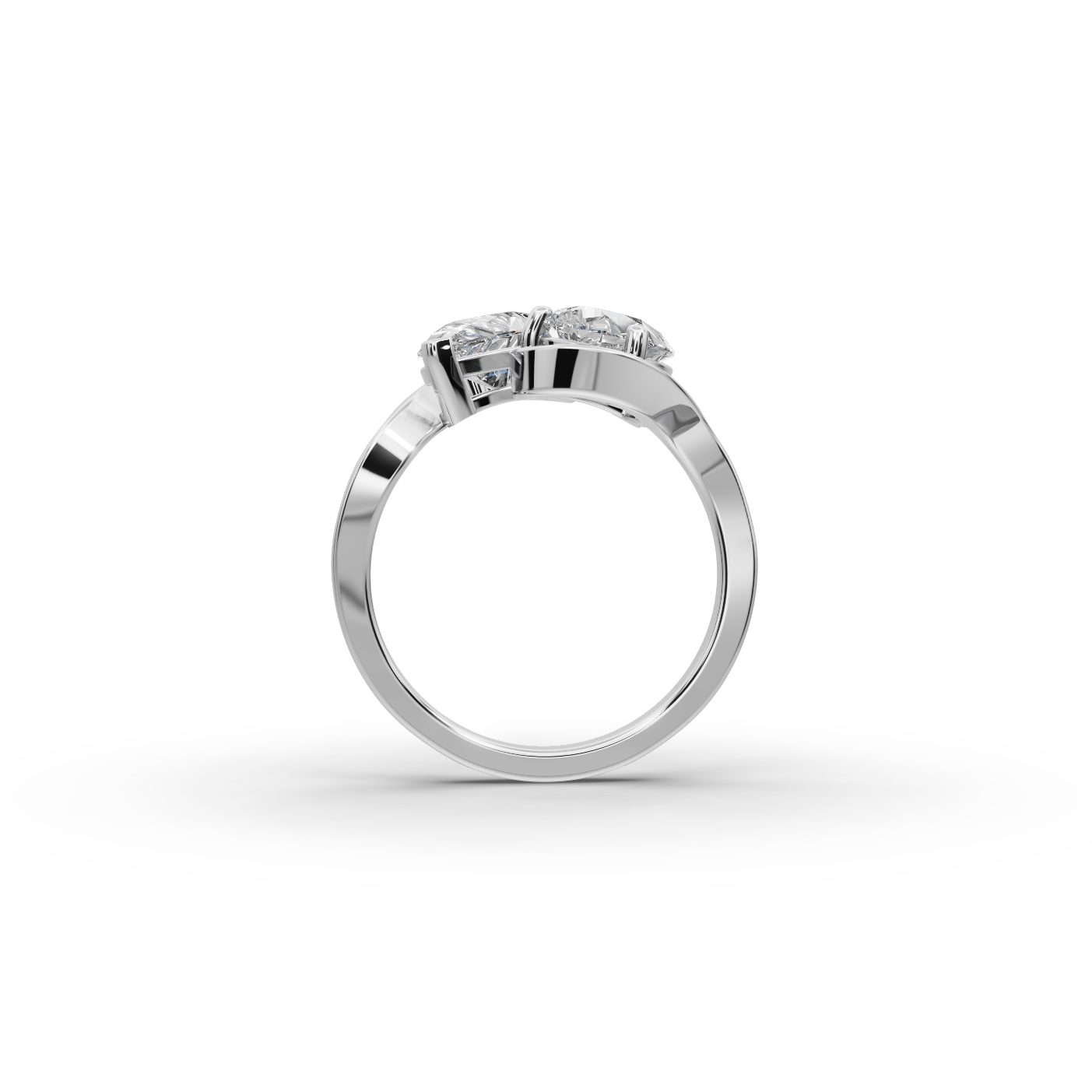 Delicate Cascade Pear Lab-Grown Diamond Two Stone Toi Et Moi in white gold