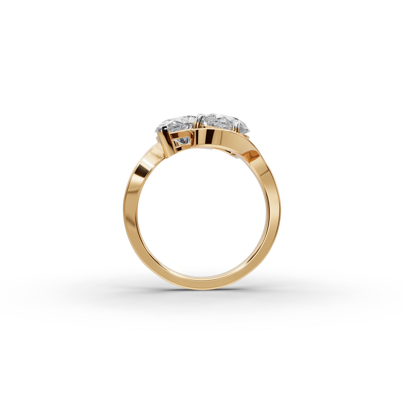 Delicate Cascade Pear Lab-Grown Diamond Two Stone Toi Et Moi in yellow gold
