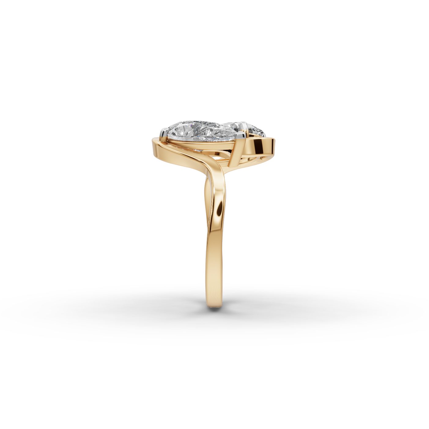 Delicate Cascade Pear Lab-Grown Diamond Two Stone Toi Et Moi in yellow gold
