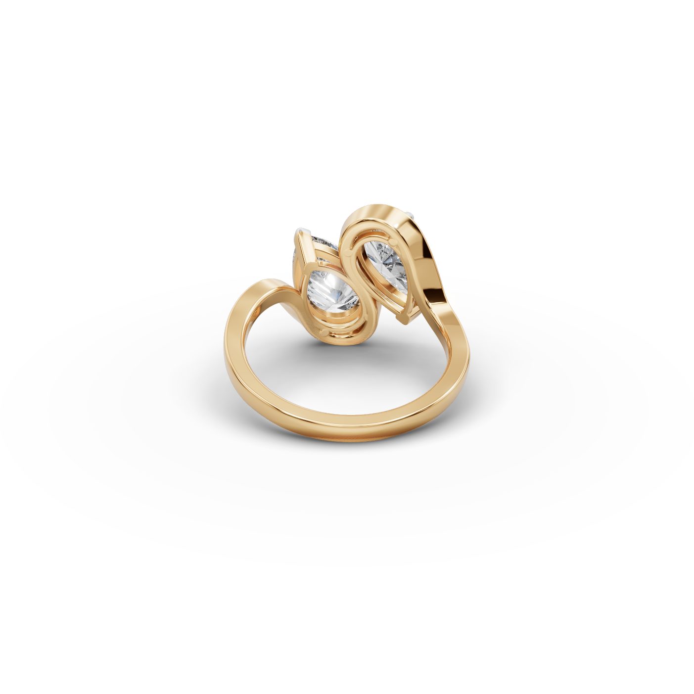 Delicate Cascade Pear Lab-Grown Diamond Two Stone Toi Et Moi in yellow gold
