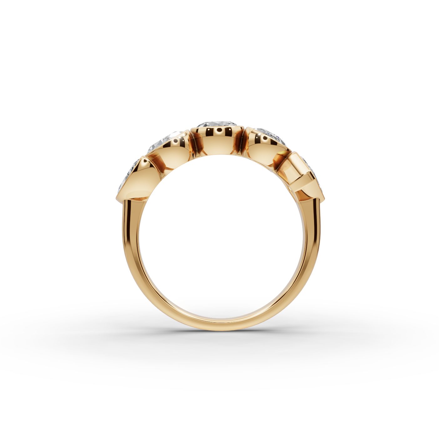 Regal Aura Round Lab-Grown Diamond Five Stone Ring in yellow gold
