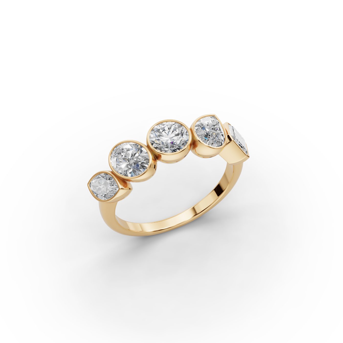 Regal Aura Round Lab-Grown Diamond Five Stone Ring in yellow gold