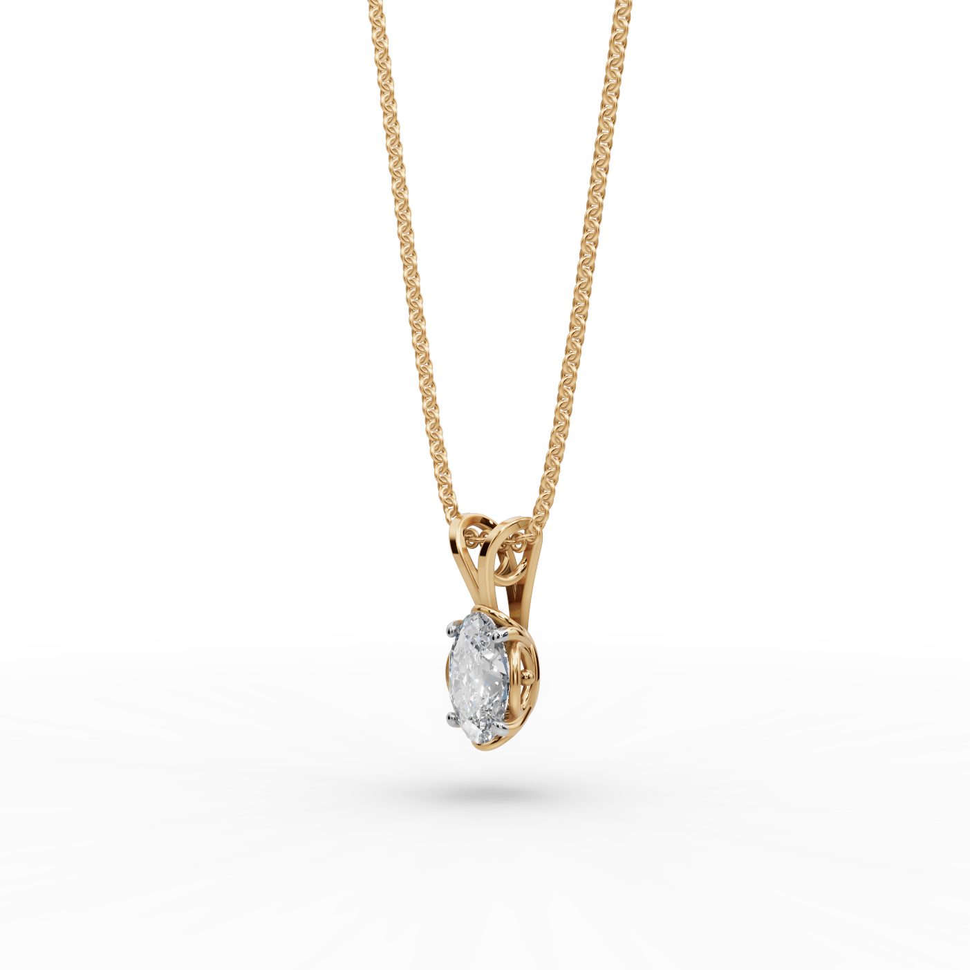 Morning Aura Oval Lab-Grown Diamond Solitaire Pendant in yellow gold