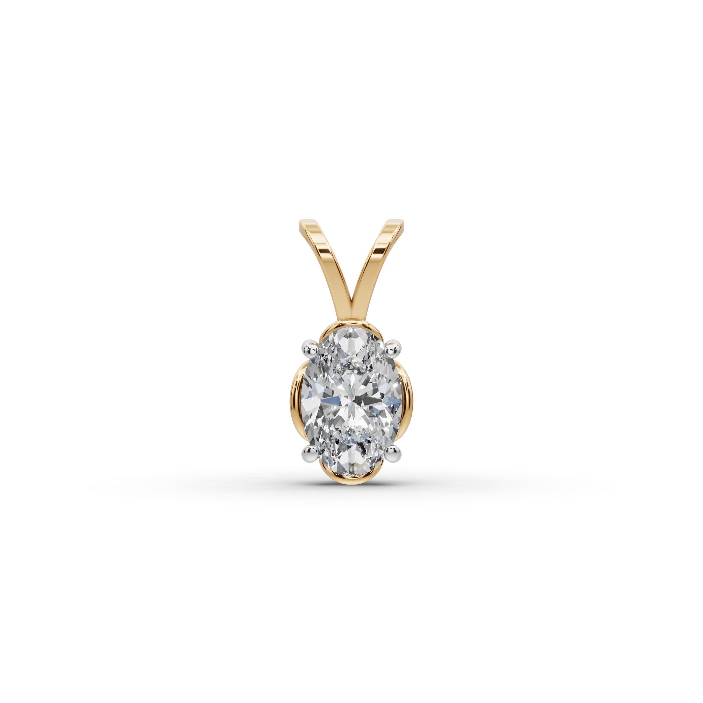 Morning Aura Oval Lab-Grown Diamond Solitaire Pendant in yellow gold, set with lab-grown diamonds