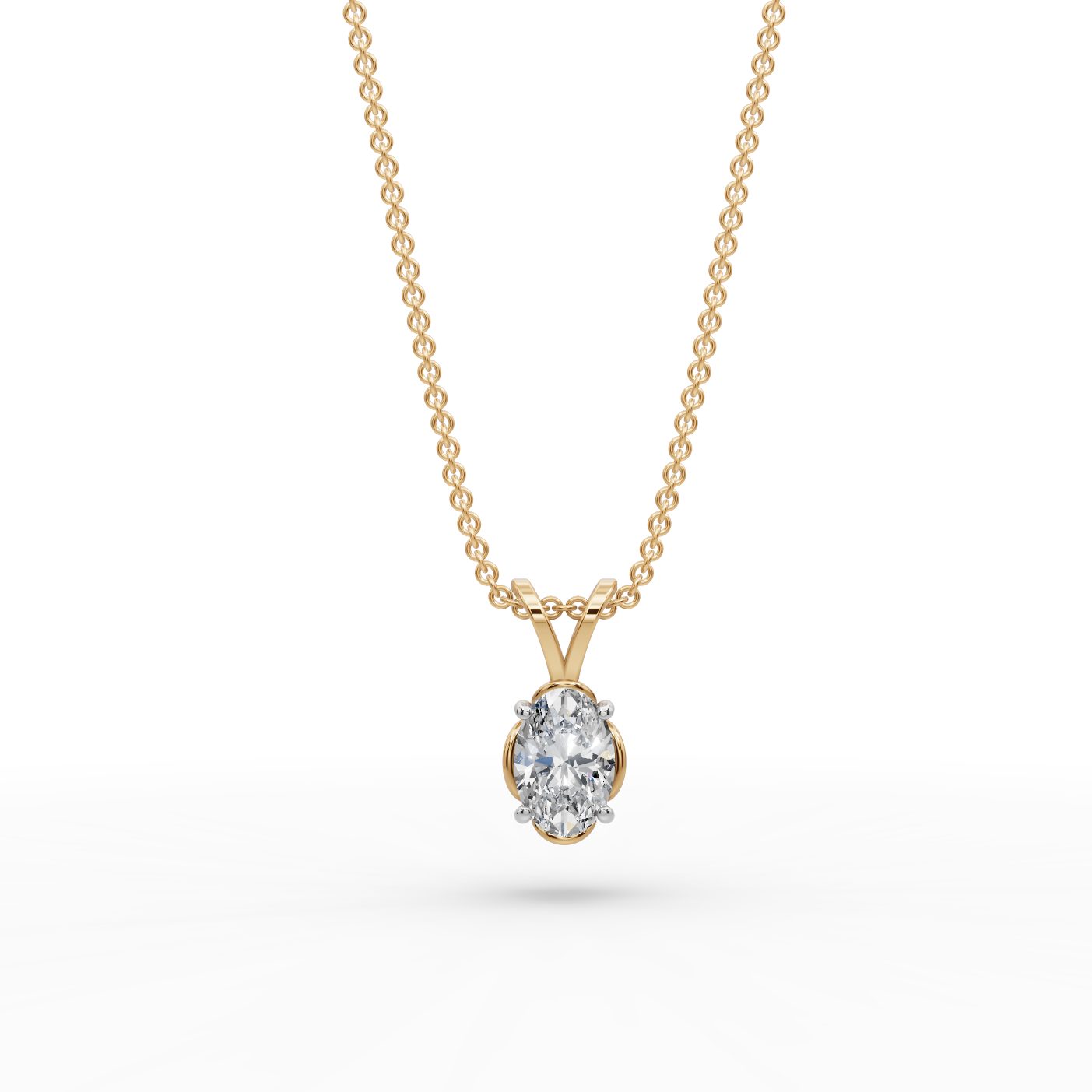 Morning Aura Oval Lab-Grown Diamond Solitaire Pendant in yellow gold