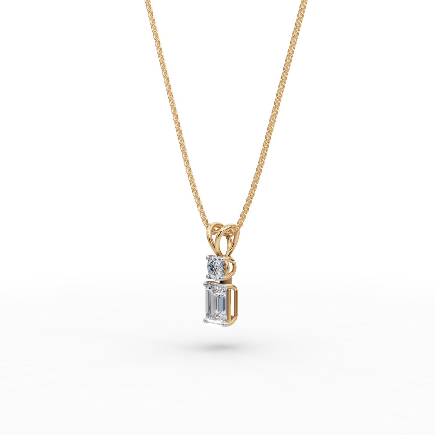 Infinite Grace Emerald Lab-Grown Diamond Solitaire Pendant in yellow gold