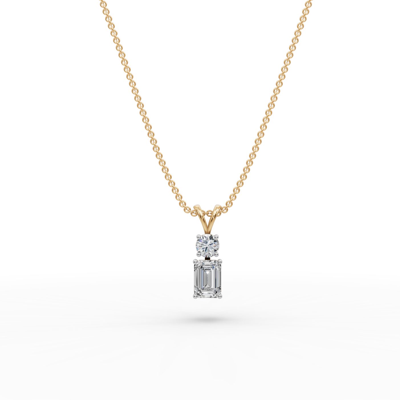 Infinite Grace Emerald Lab-Grown Diamond Solitaire Pendant in yellow gold
