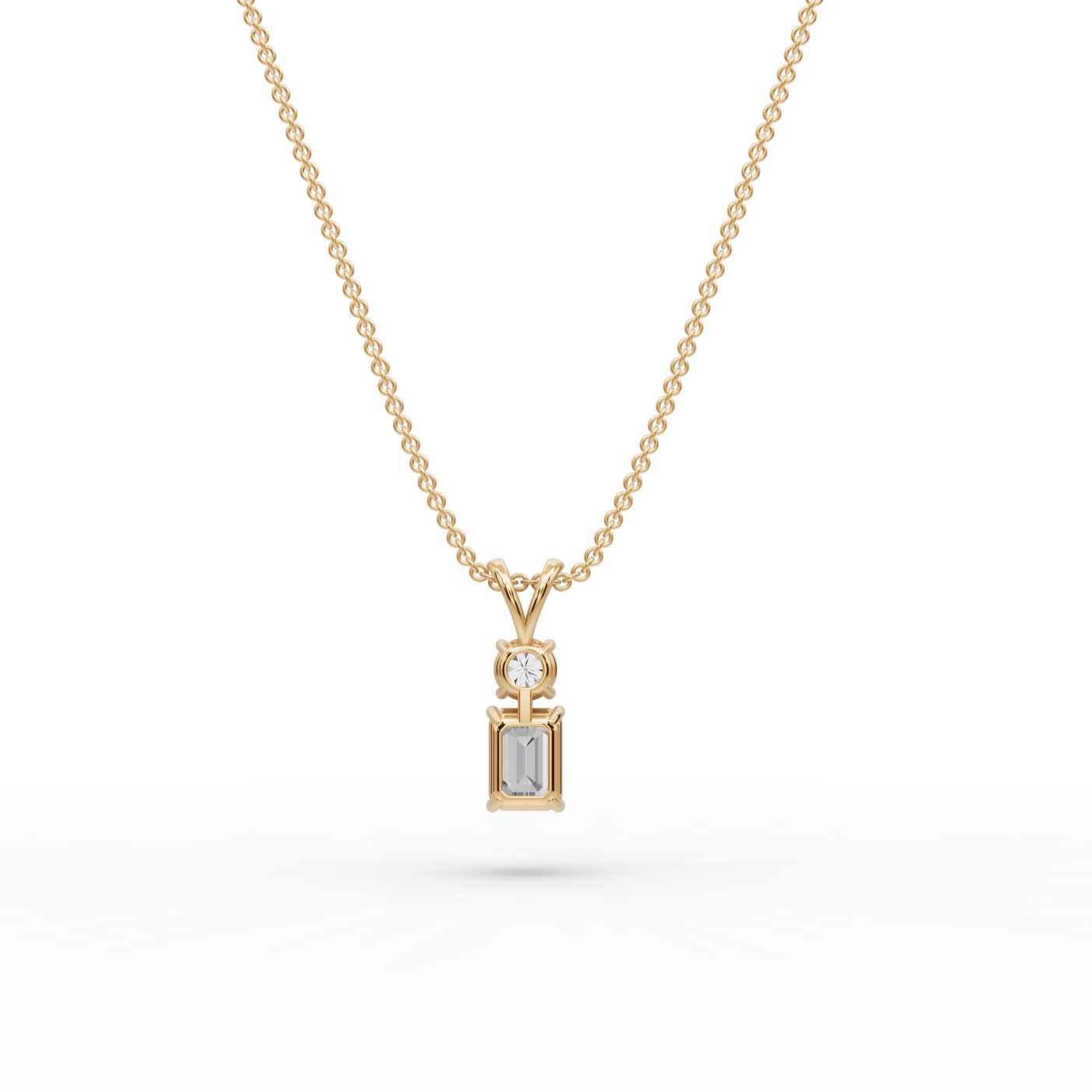 Infinite Grace Emerald Lab-Grown Diamond Solitaire Pendant in yellow gold