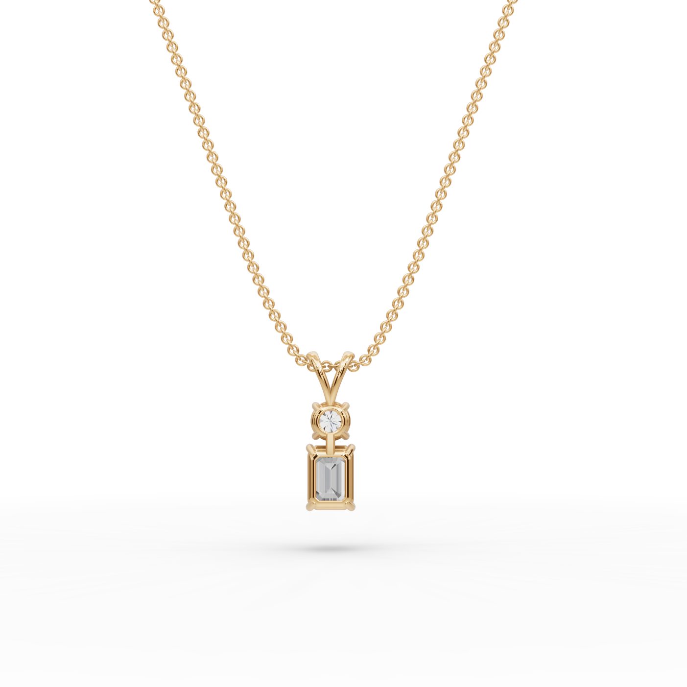 Infinite Grace Emerald Lab-Grown Diamond Solitaire Pendant in yellow gold