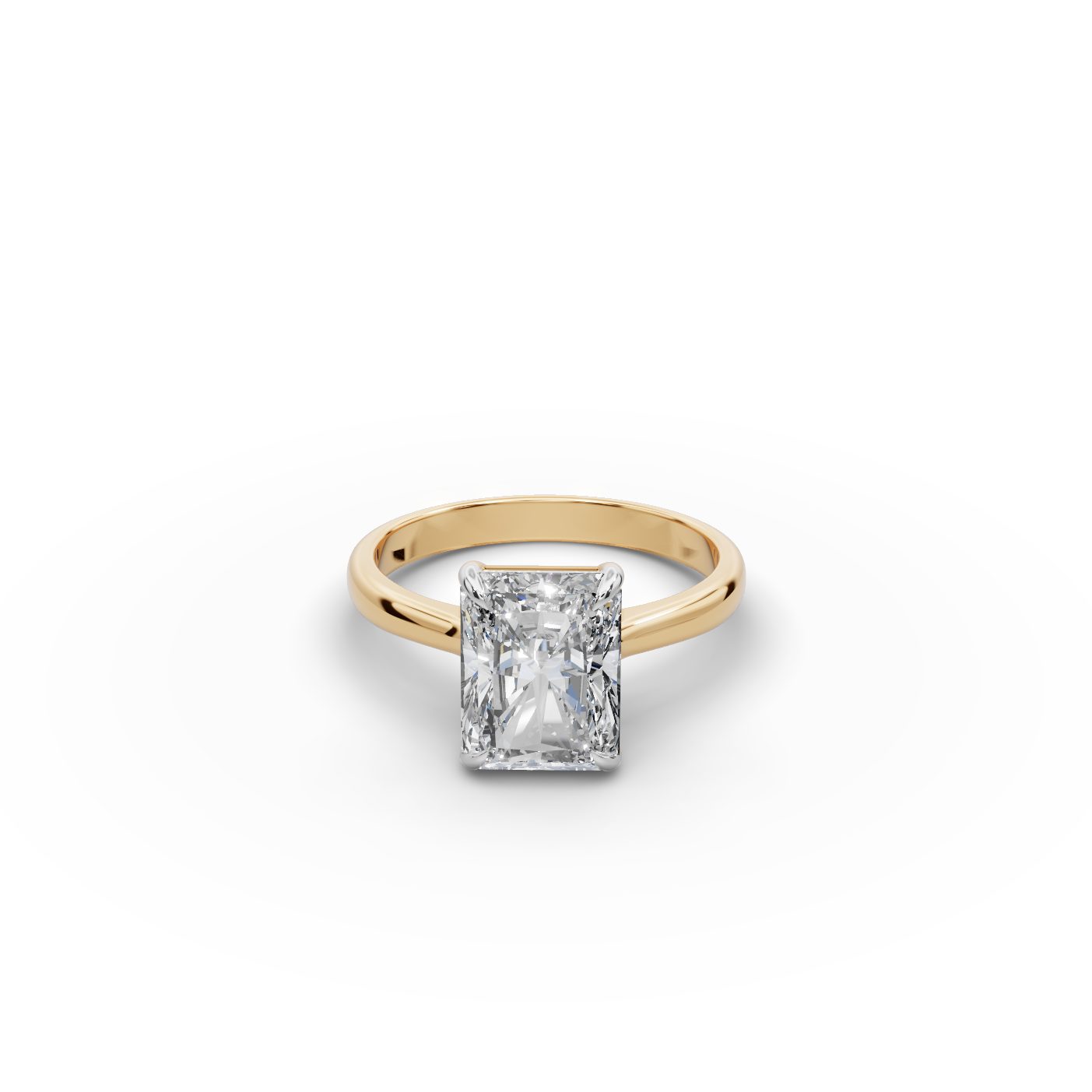 Celestial Line Radiant Lab-Grown Diamond Solitaire Ring in yellow gold, set with lab-grown diamonds