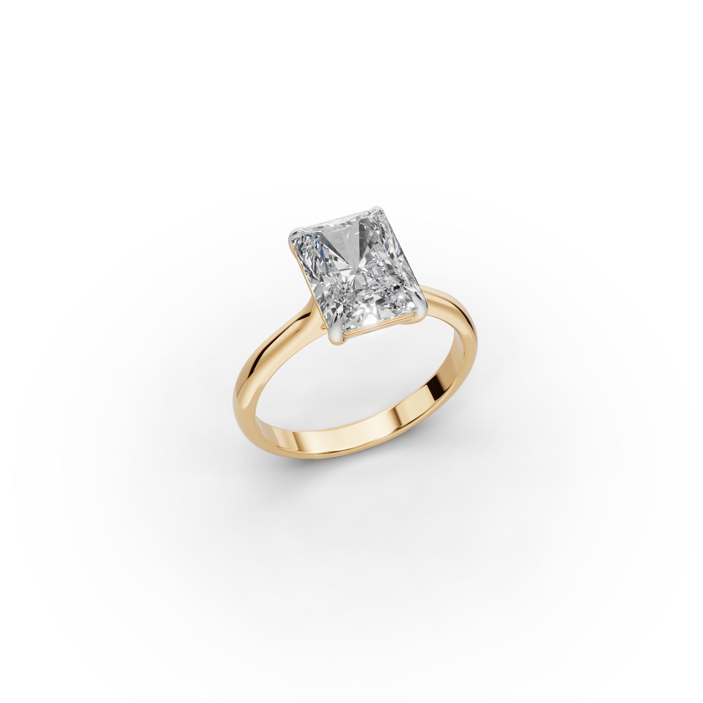 Celestial Line Radiant Lab-Grown Diamond Solitaire Ring in yellow gold