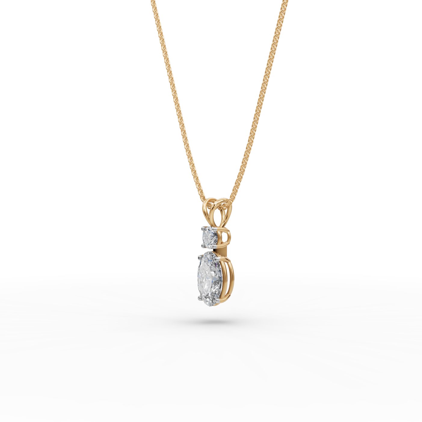 Celestial Muse Oval Lab-Grown Diamond Solitaire Pendant in yellow gold