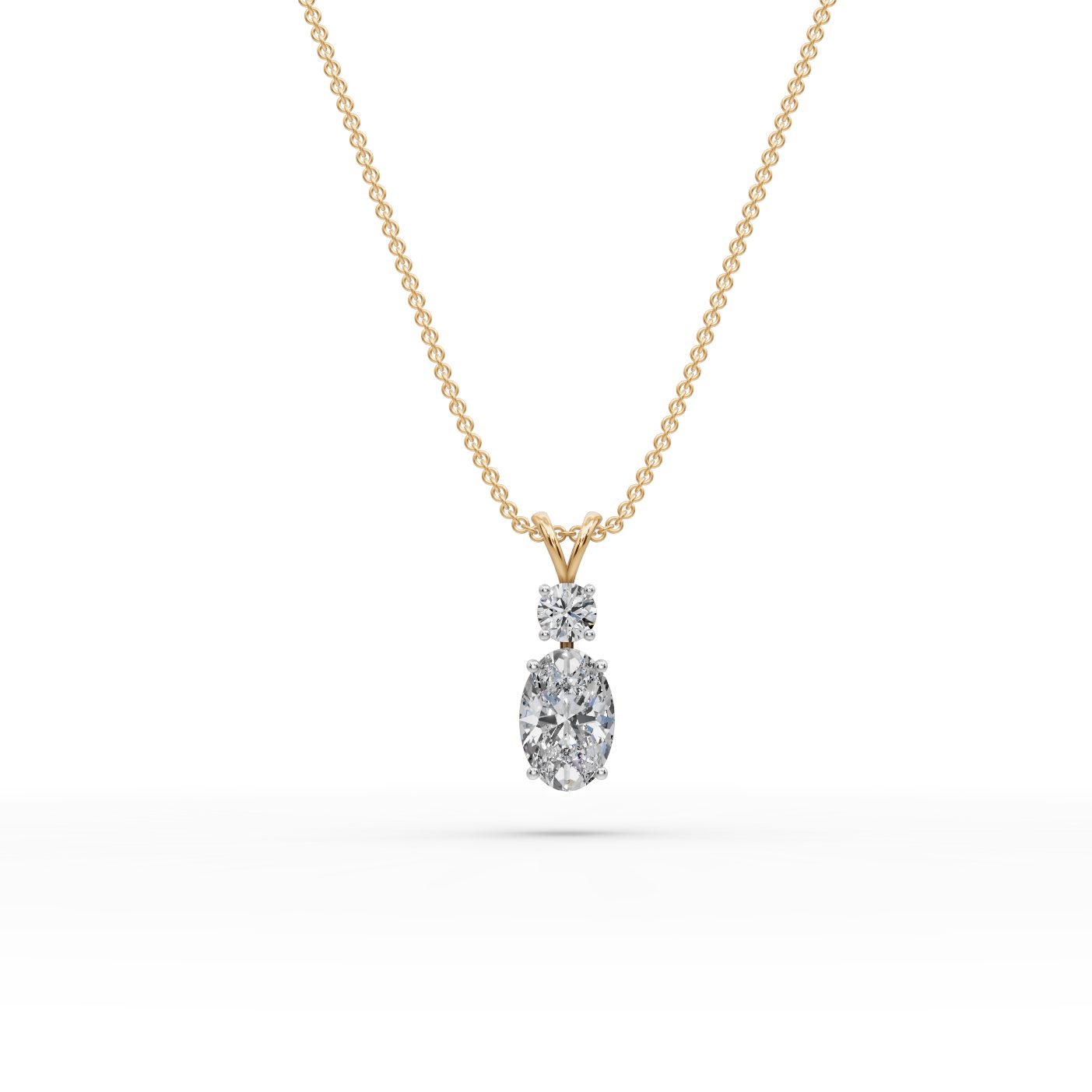 Celestial Muse Oval Lab-Grown Diamond Solitaire Pendant in yellow gold