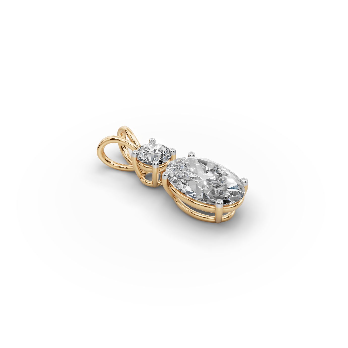 Celestial Muse Oval Lab-Grown Diamond Solitaire Pendant in yellow gold