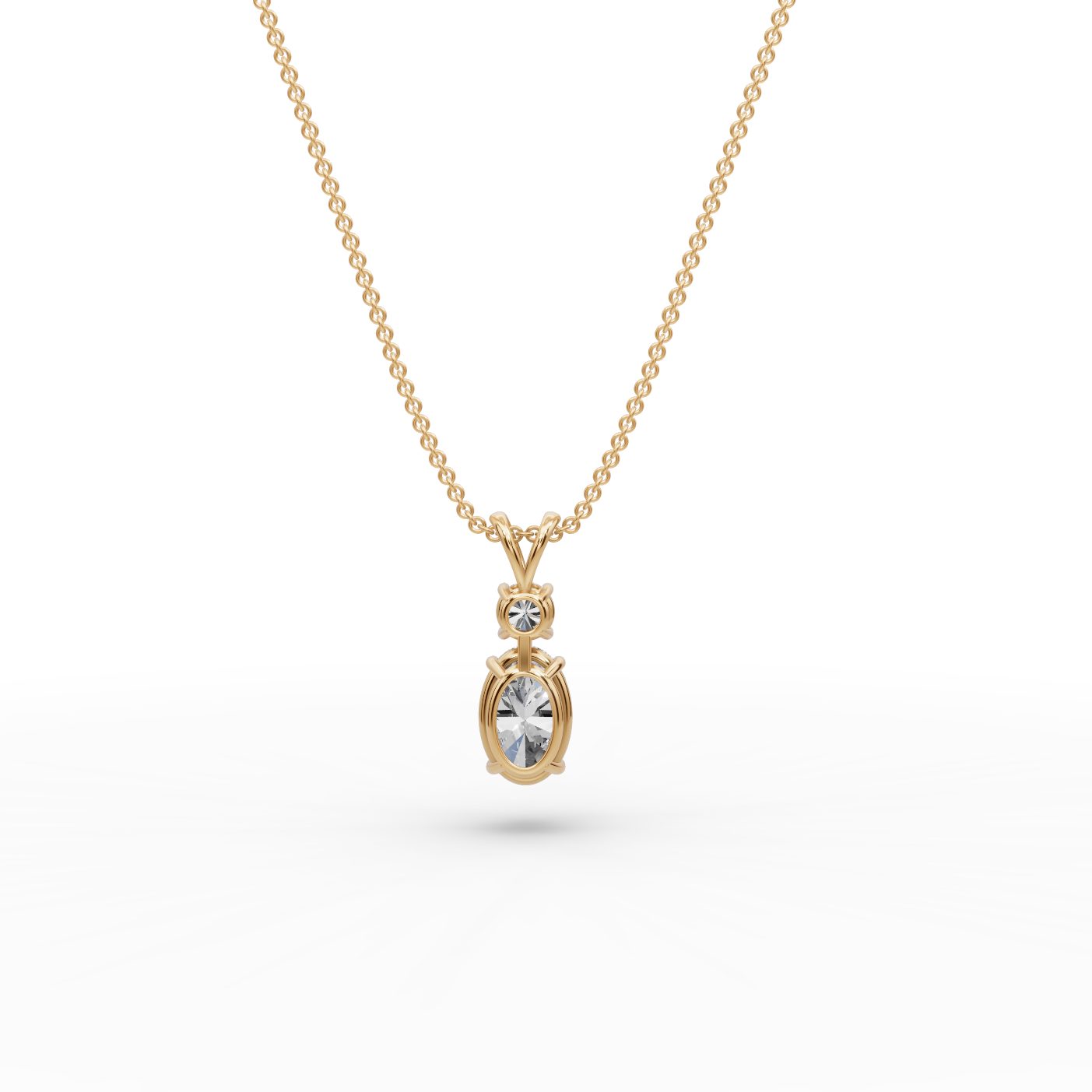 Celestial Muse Oval Lab-Grown Diamond Solitaire Pendant in yellow gold