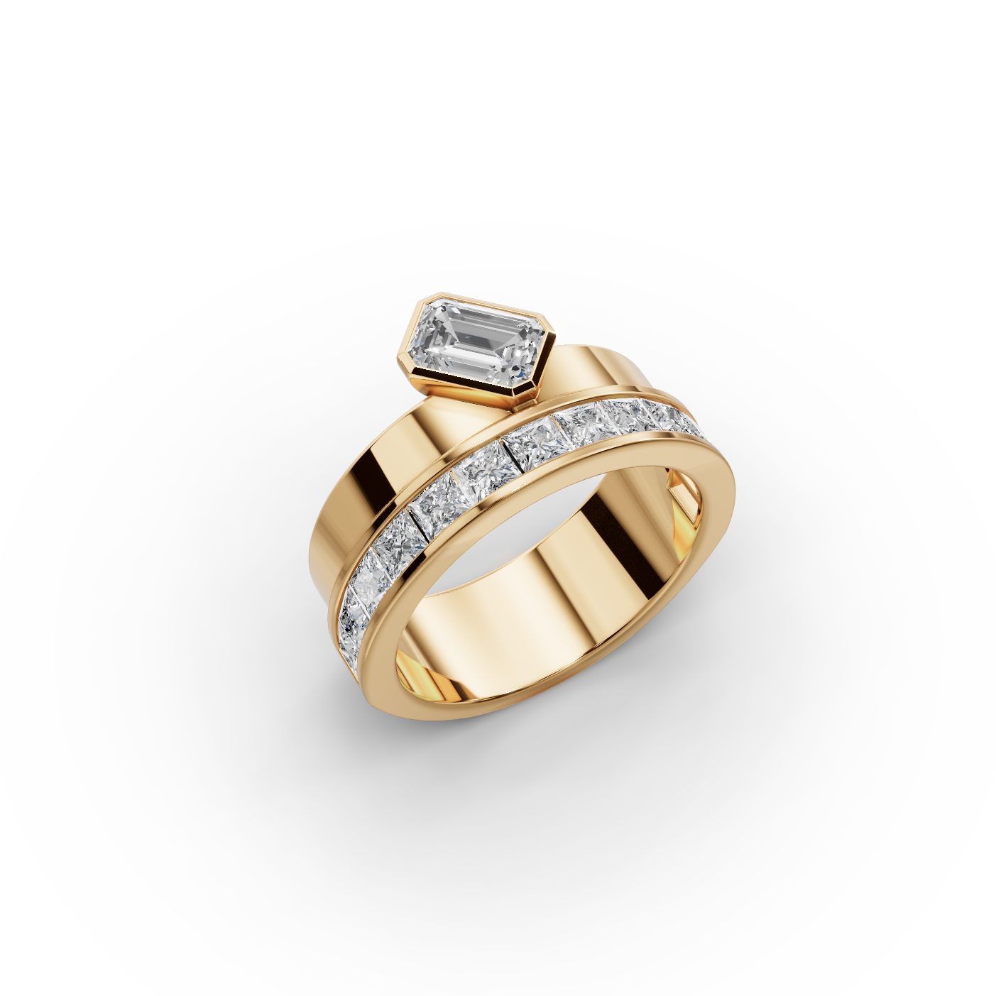 Enduring Light Princess Lab-Grown Diamond Bands Ring in yellow gold