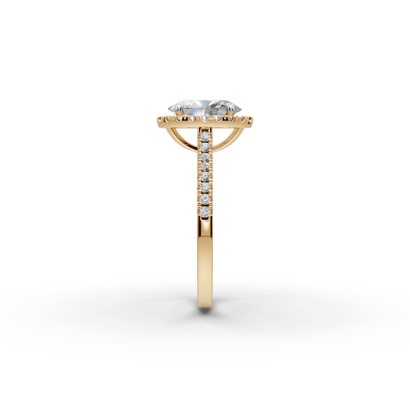 Iconic Bloom Oval Lab-Grown Diamond Halo Ring in yellow gold