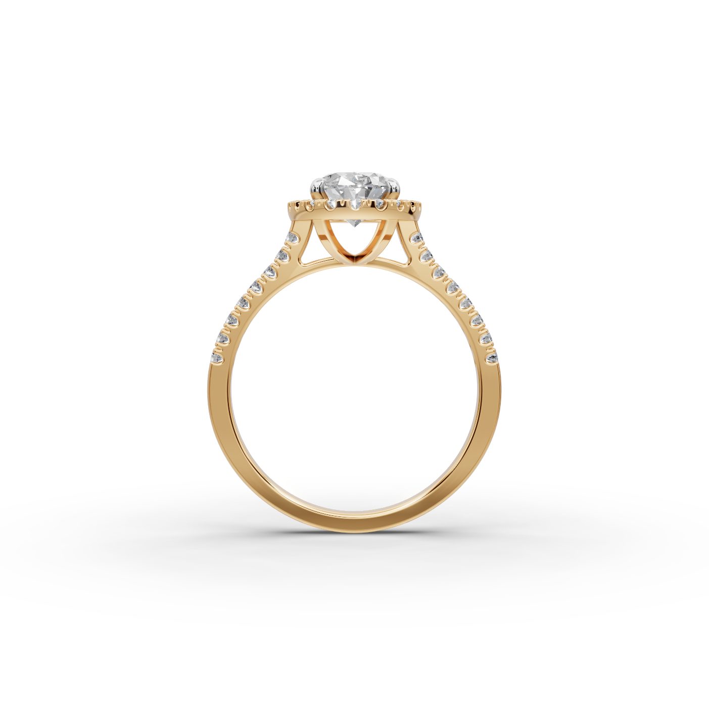 Iconic Bloom Oval Lab-Grown Diamond Halo Ring in yellow gold
