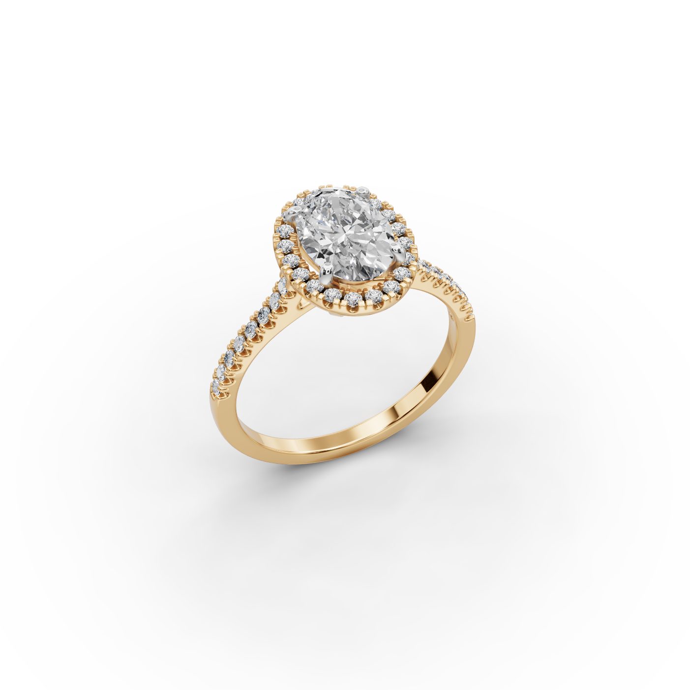 Iconic Bloom Oval Lab-Grown Diamond Halo Ring in yellow gold