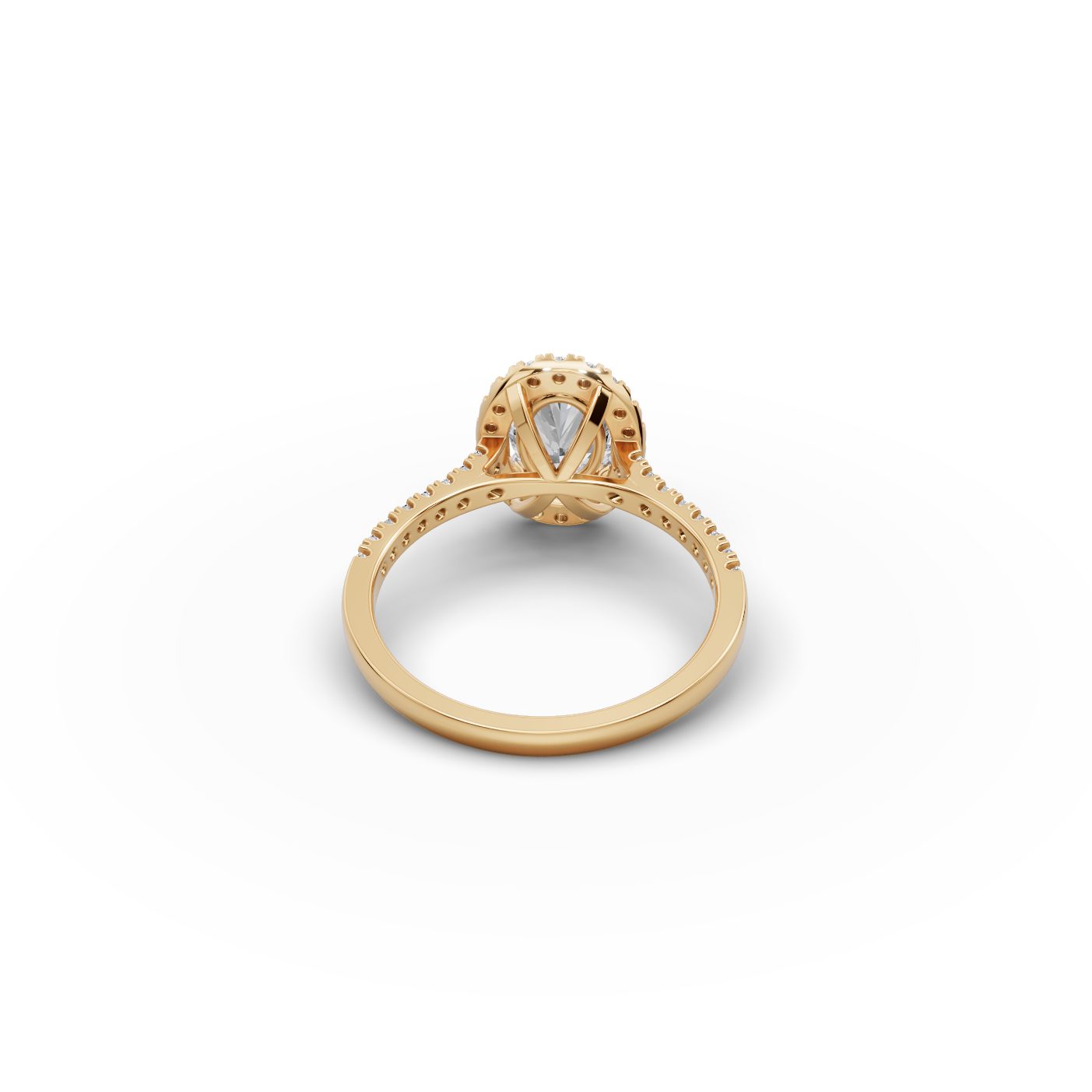 Iconic Bloom Oval Lab-Grown Diamond Halo Ring in yellow gold
