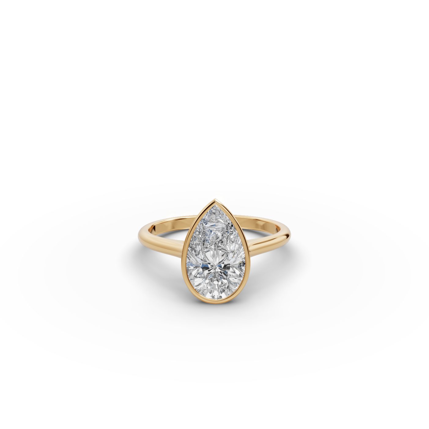 Delicate Grace Pear Lab-Grown Diamond Solitaire Ring in yellow gold, set with lab-grown diamonds