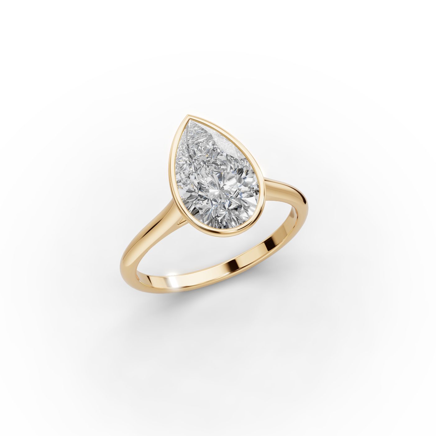 Delicate Grace Pear Lab-Grown Diamond Solitaire Ring in yellow gold