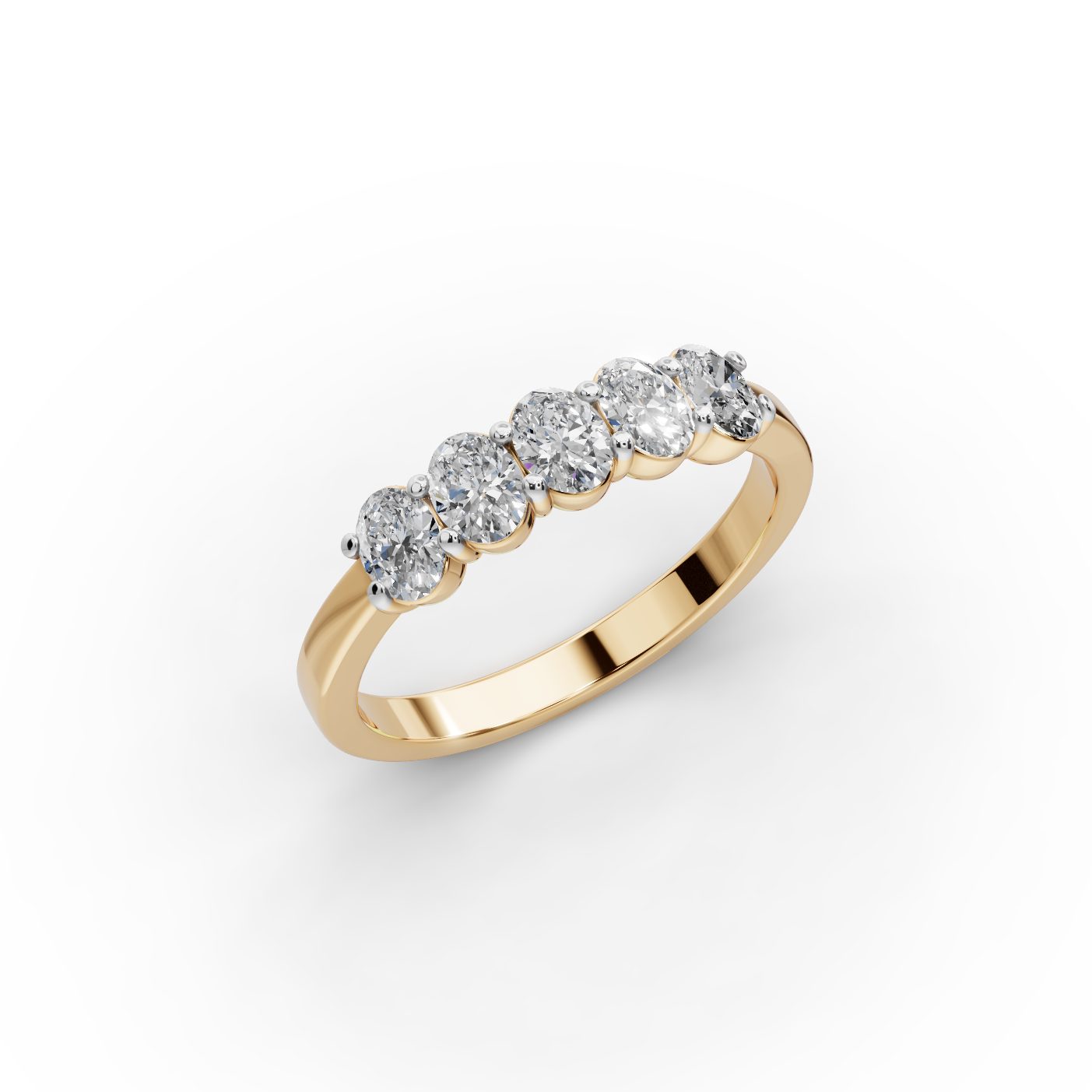 Enduring Cascade Oval Lab-Grown Diamond Five Stone Ring in yellow gold