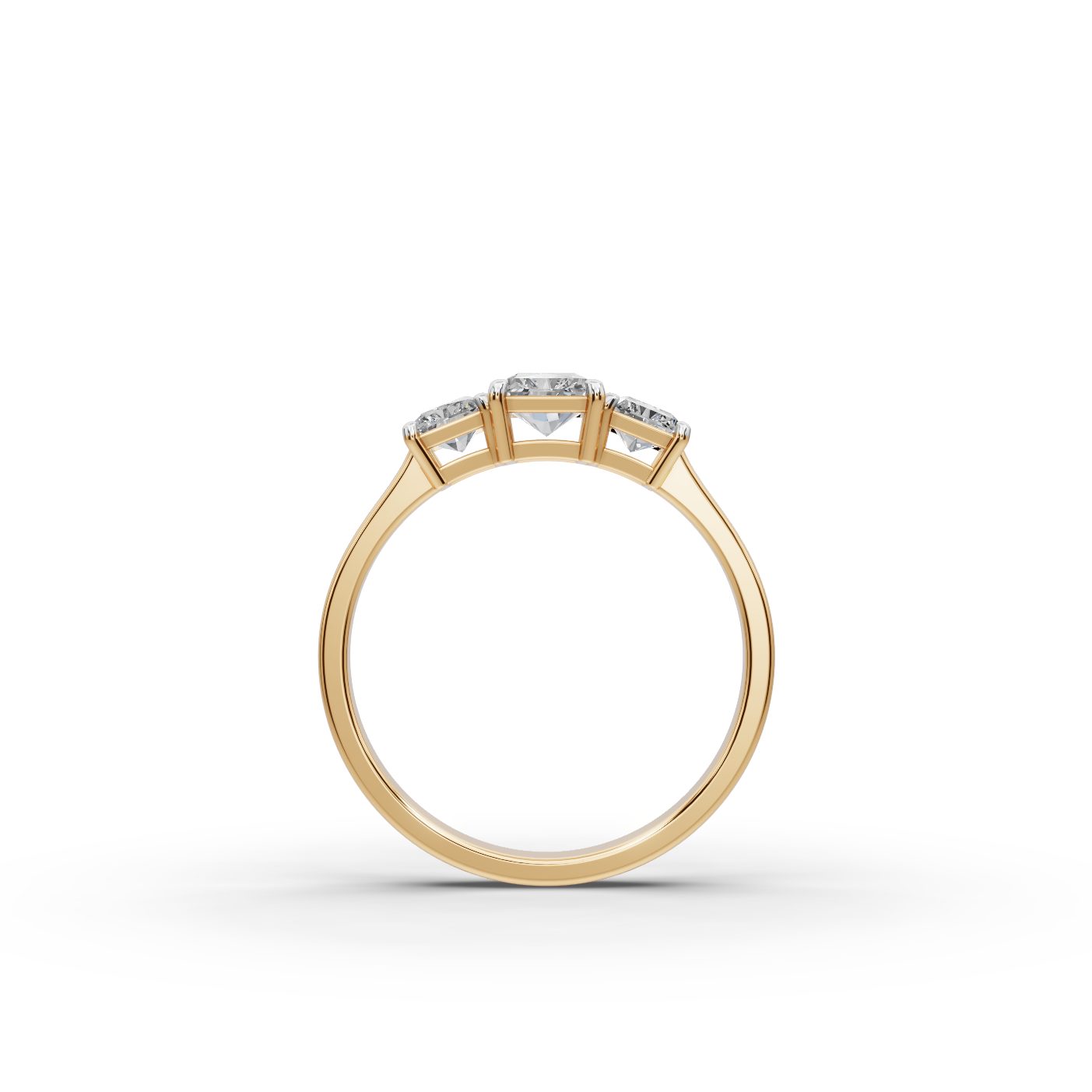 Serene Line Radiant Lab-Grown Diamond Three Stone Ring in yellow gold