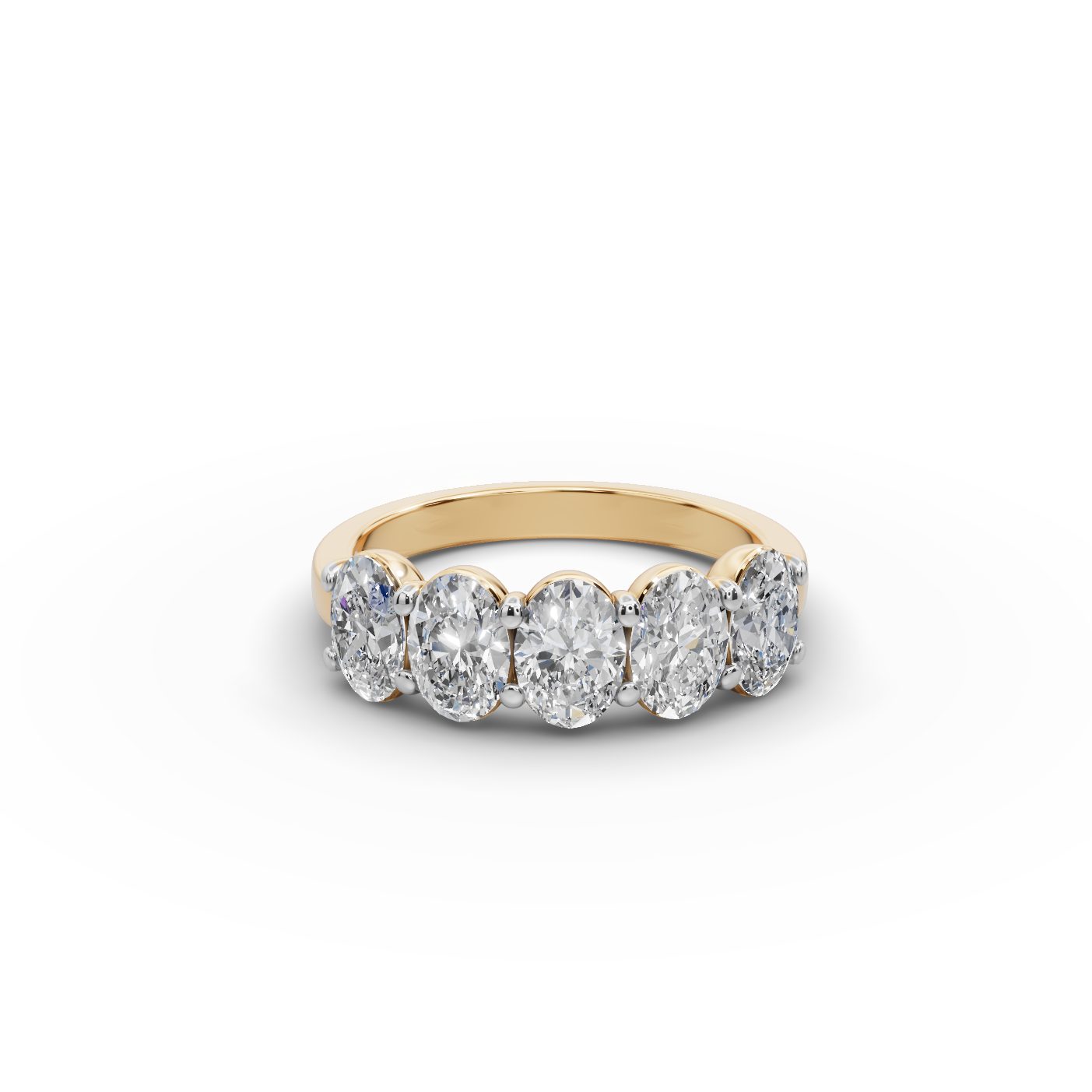 Iconic Bloom Oval Lab-Grown Diamond Five Stone Ring in yellow gold, set with lab-grown diamonds