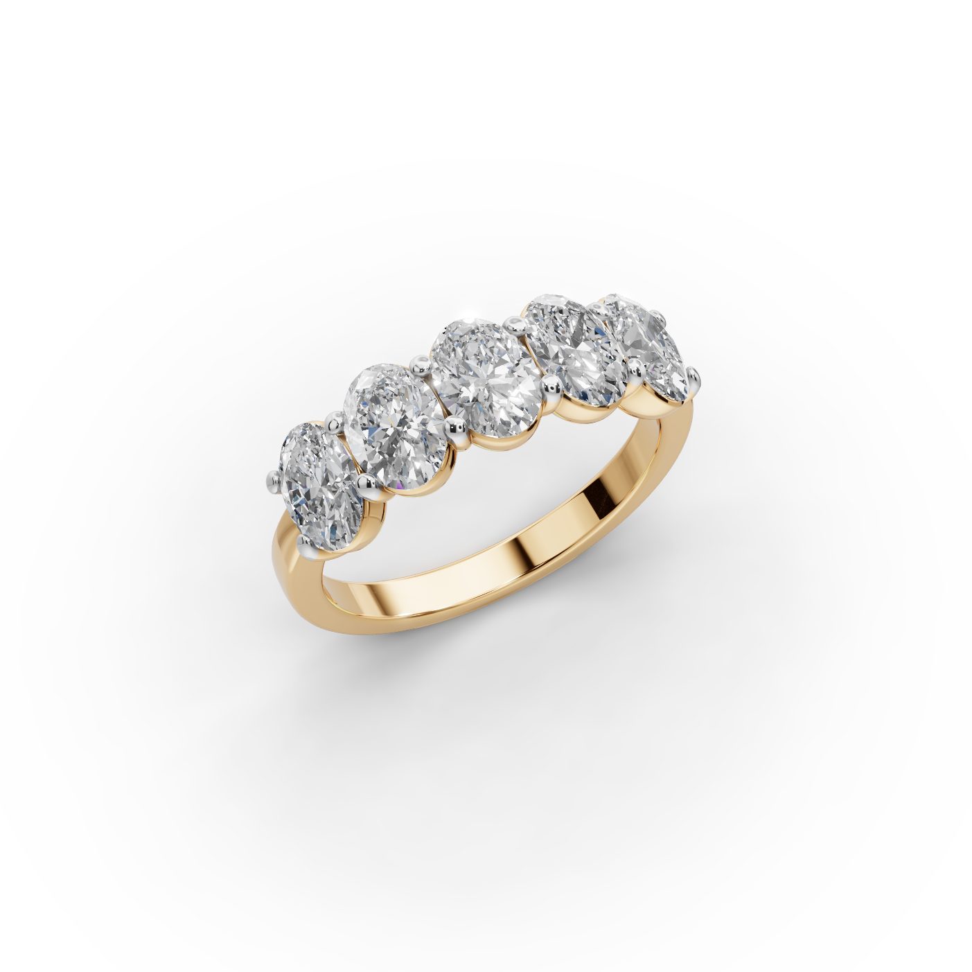 Iconic Bloom Oval Lab-Grown Diamond Five Stone Ring in yellow gold