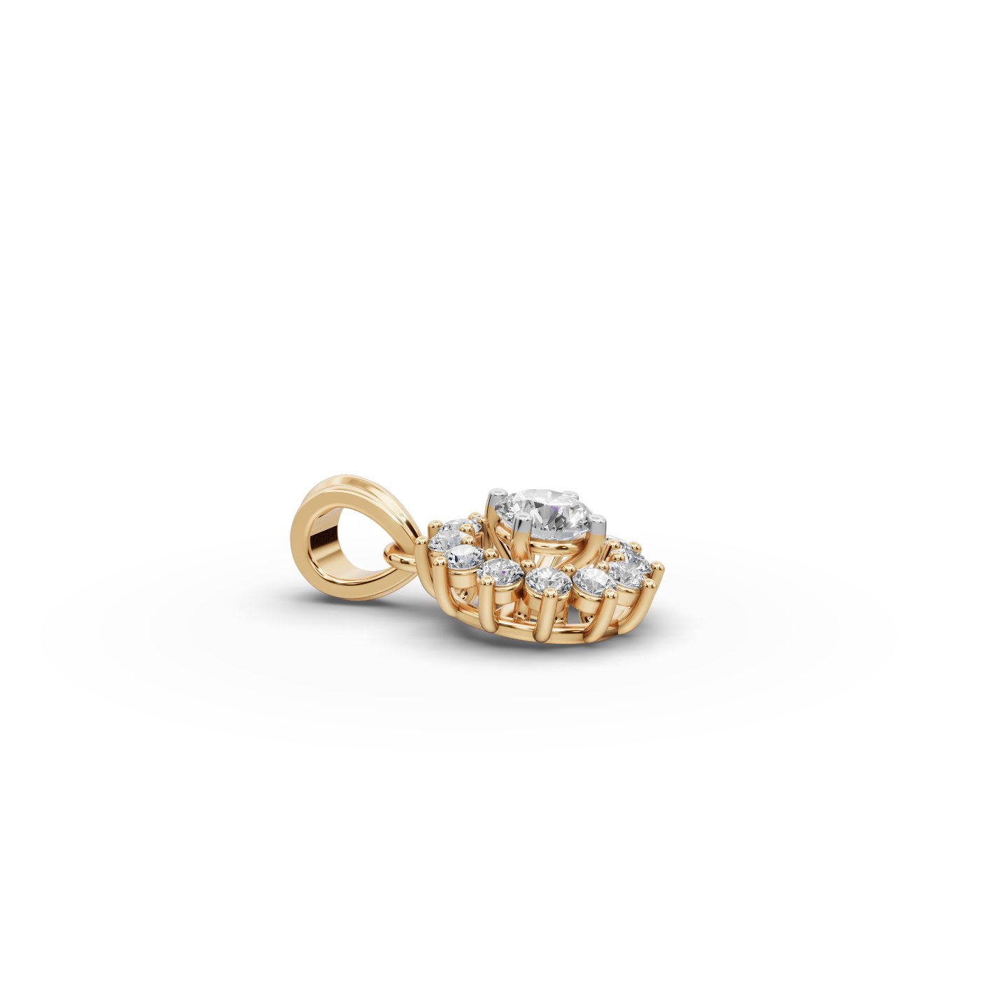Timeless Trail Round Lab-Grown Diamond Halo Pendant in yellow gold