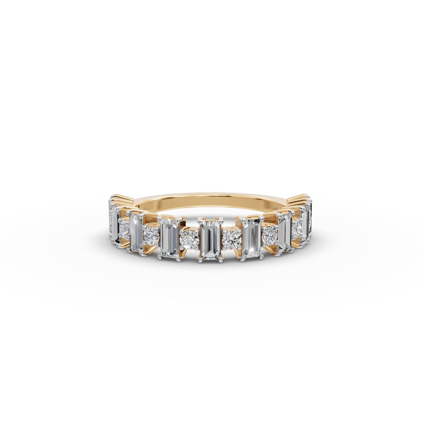 Delicate Trail Baguette Lab-Grown Diamond Bands Ring in yellow gold, set with lab-grown diamonds