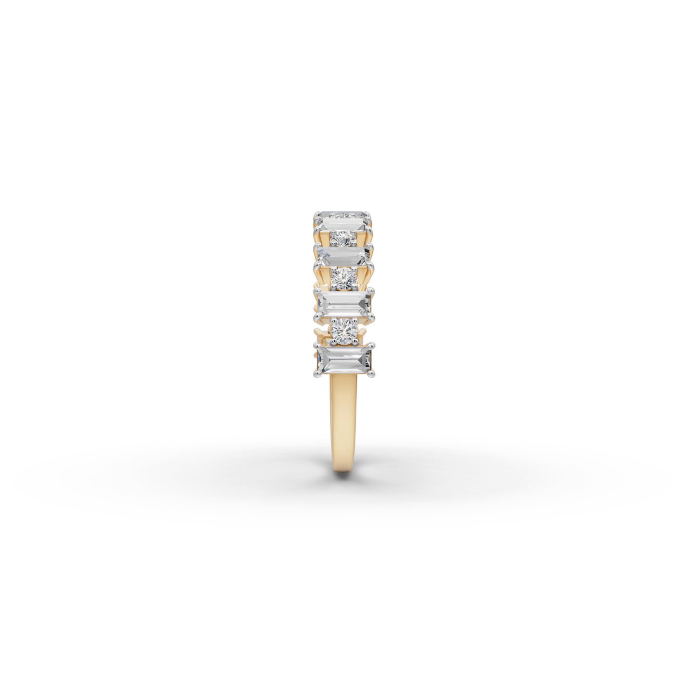 Delicate Trail Baguette Lab-Grown Diamond Bands Ring in yellow gold