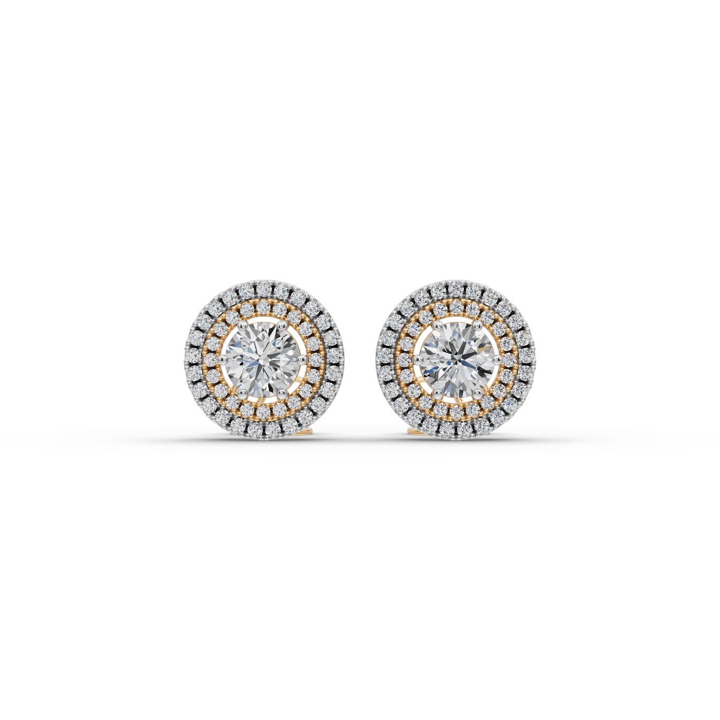 Celestial Glow Round Lab-Grown Diamond Studs Earring in yellow gold, set with lab-grown diamonds