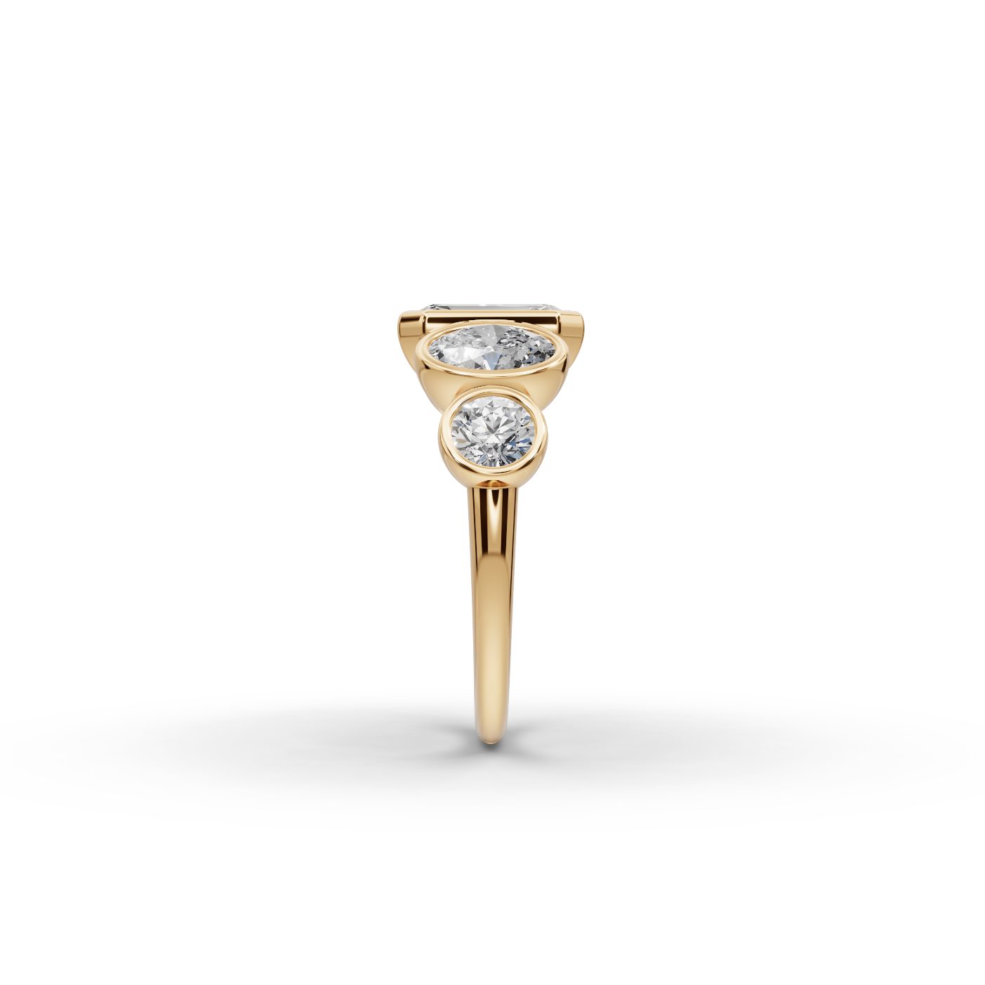 Regal Glow Emerald Lab-Grown Diamond Five Stone Ring in yellow gold