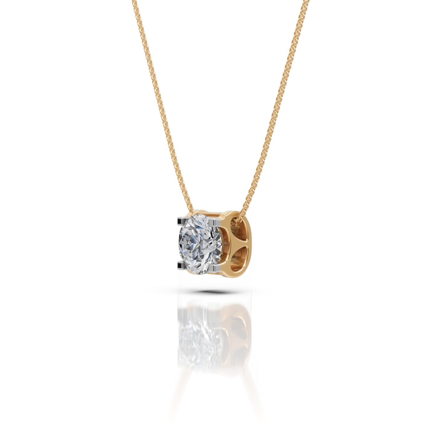 Morning Muse Round Lab-Grown Diamond Solitaire Pendant in yellow gold