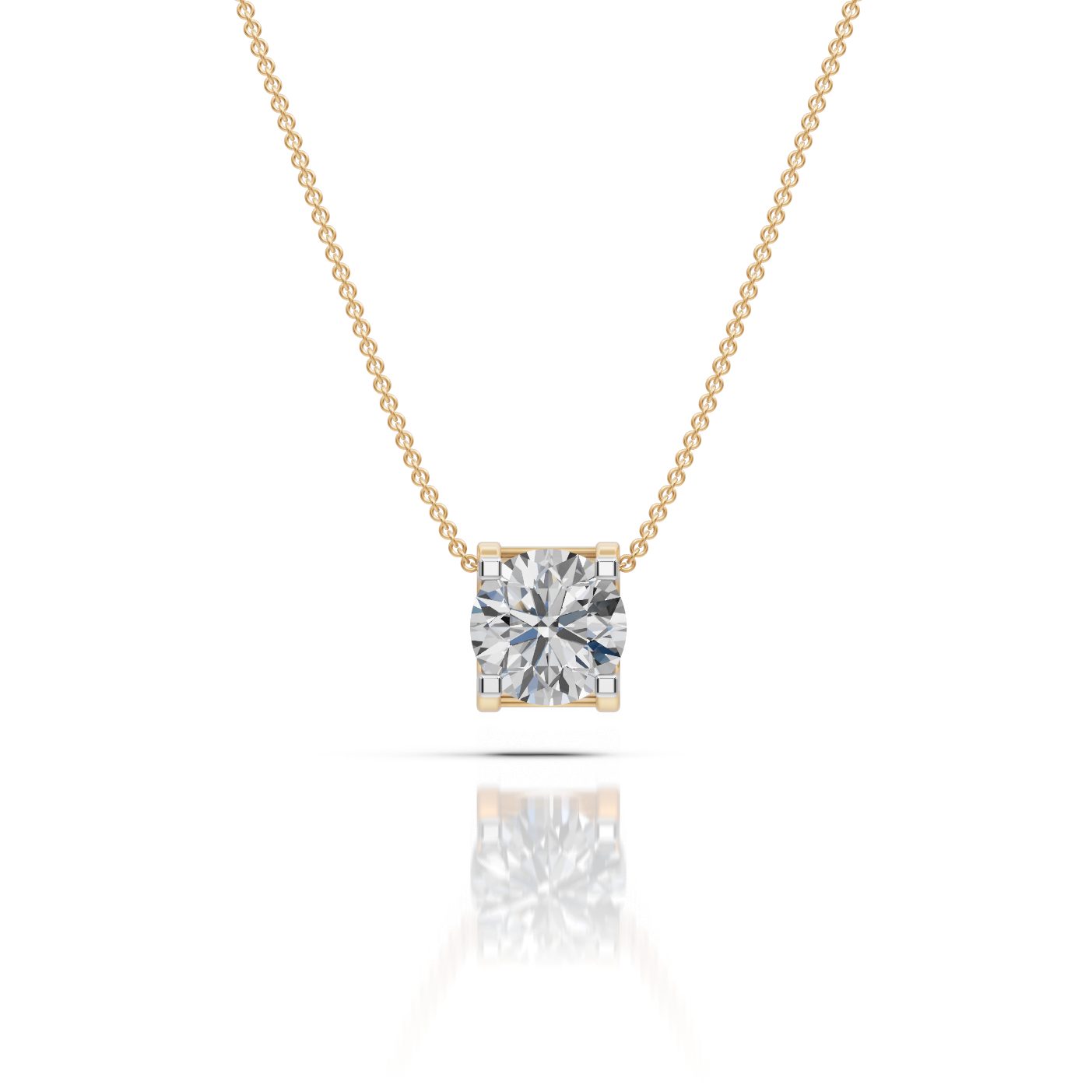 Morning Muse Round Lab-Grown Diamond Solitaire Pendant in yellow gold