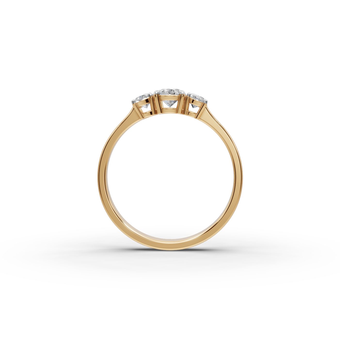 Golden Ember Oval Lab-Grown Diamond Three Stone Ring in yellow gold