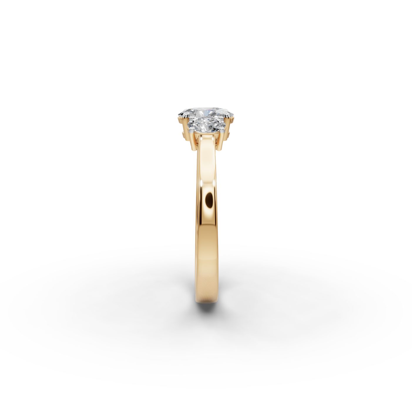 Golden Ember Oval Lab-Grown Diamond Three Stone Ring in yellow gold