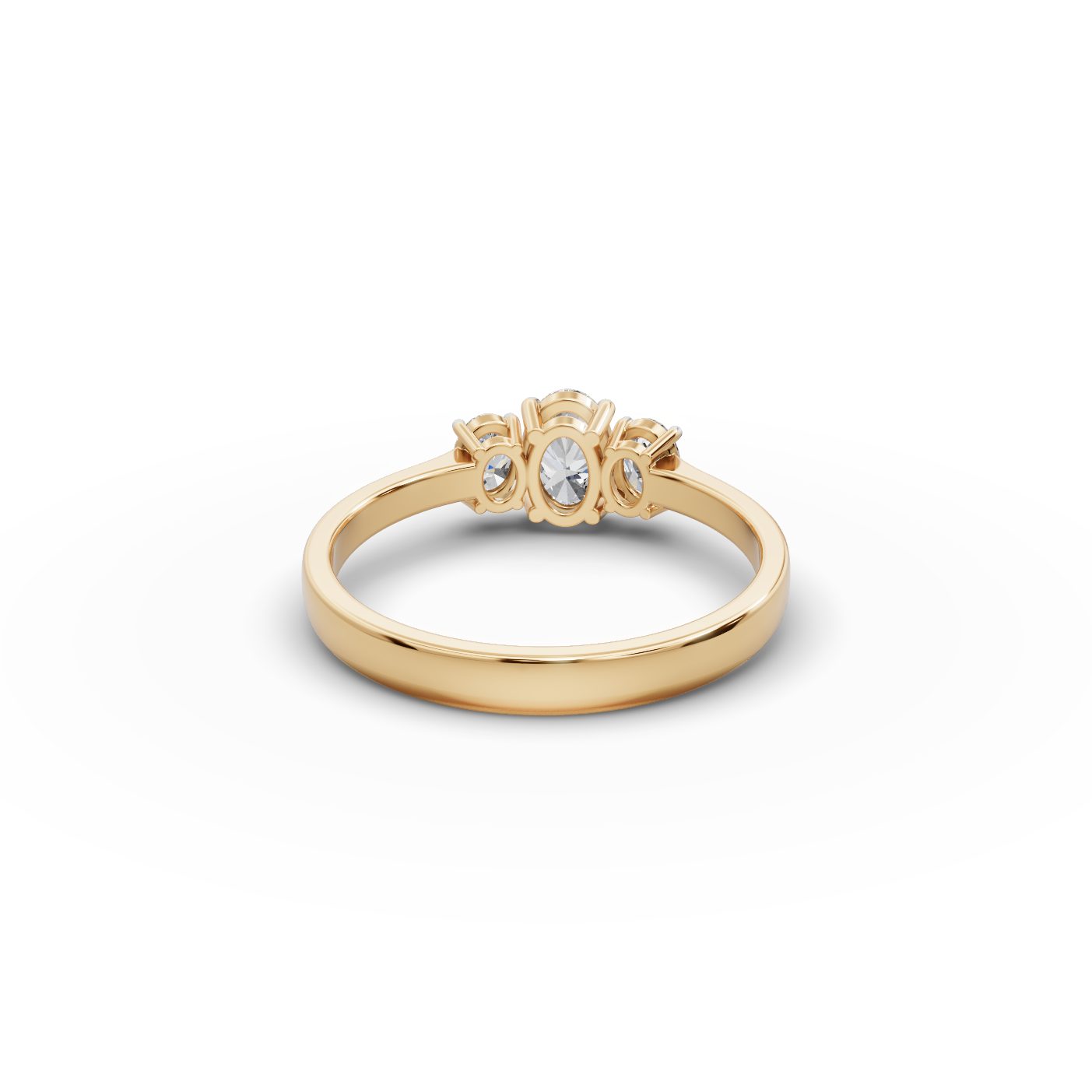 Golden Ember Oval Lab-Grown Diamond Three Stone Ring in yellow gold