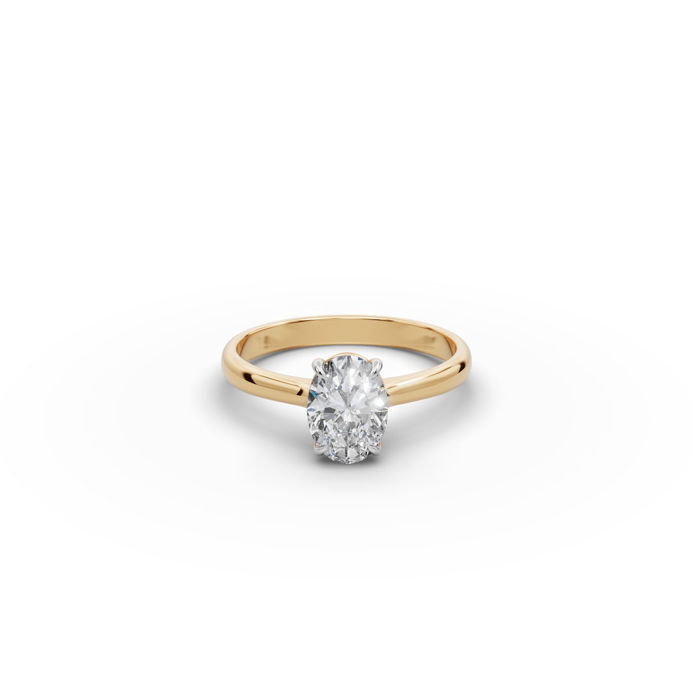 Delicate Grace Oval Lab-Grown Diamond Solitaire Ring in yellow gold, set with lab-grown diamonds