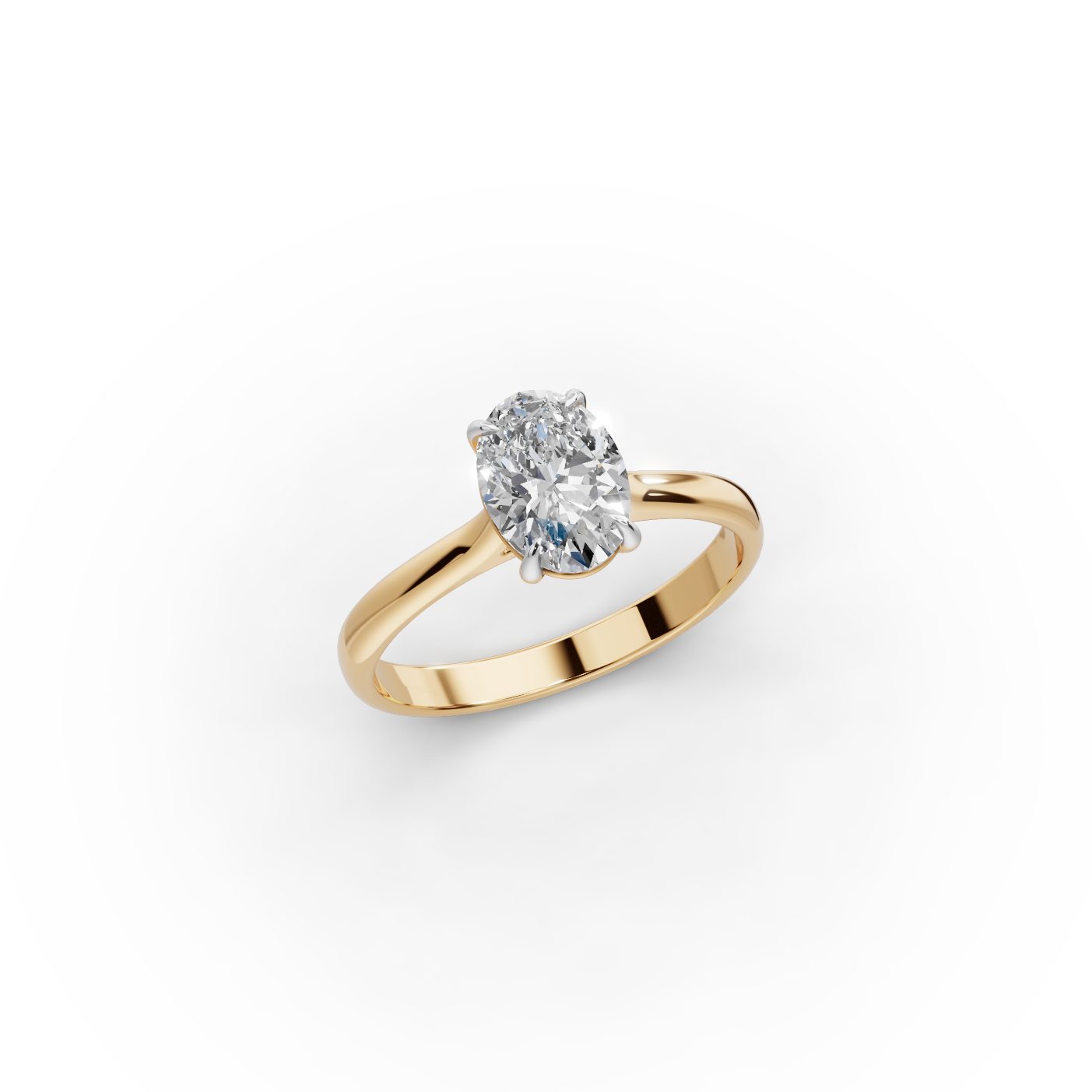 Delicate Grace Oval Lab-Grown Diamond Solitaire Ring in yellow gold