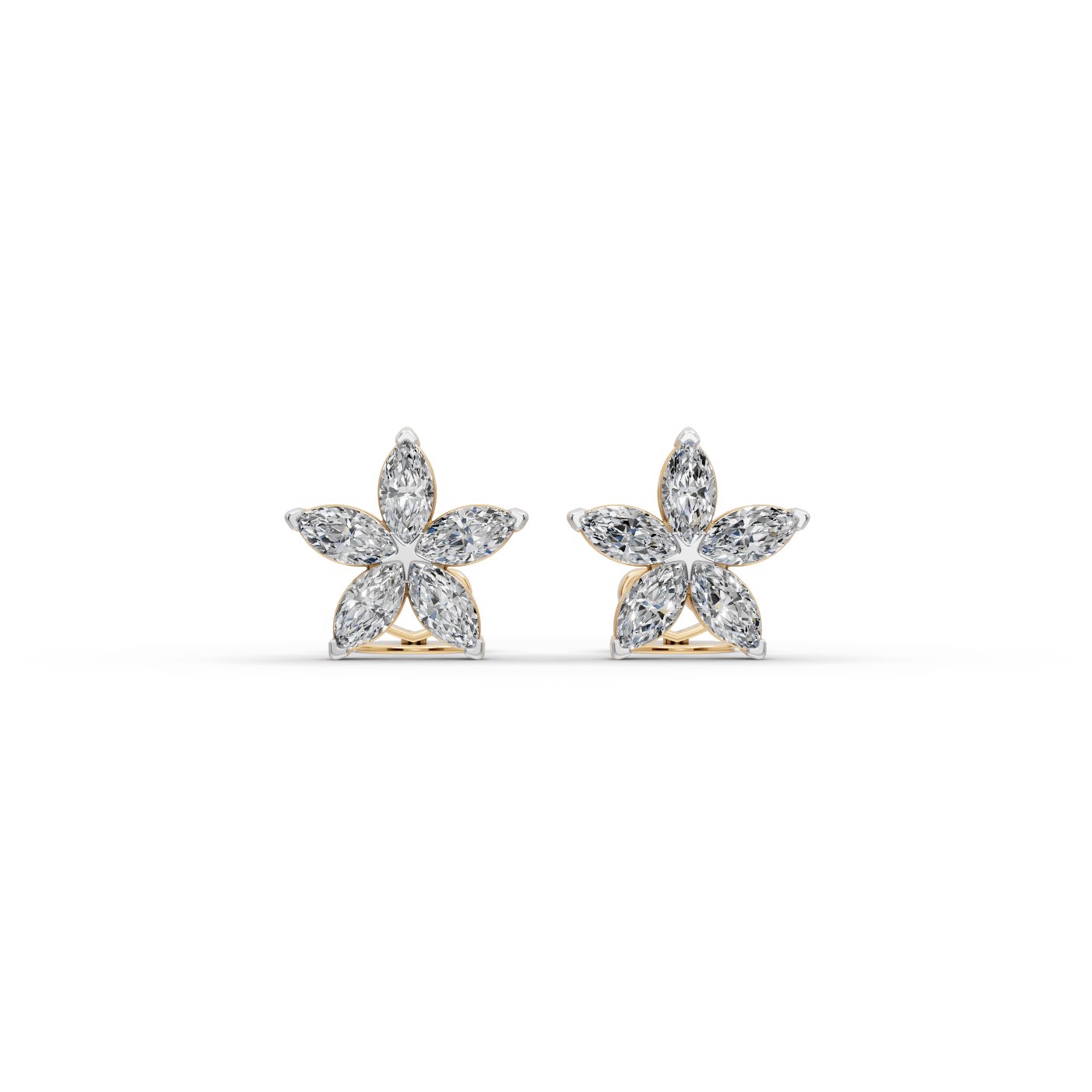 Graceful Trail Marquise Lab-Grown Diamond Studs Earring in yellow gold, set with lab-grown diamonds