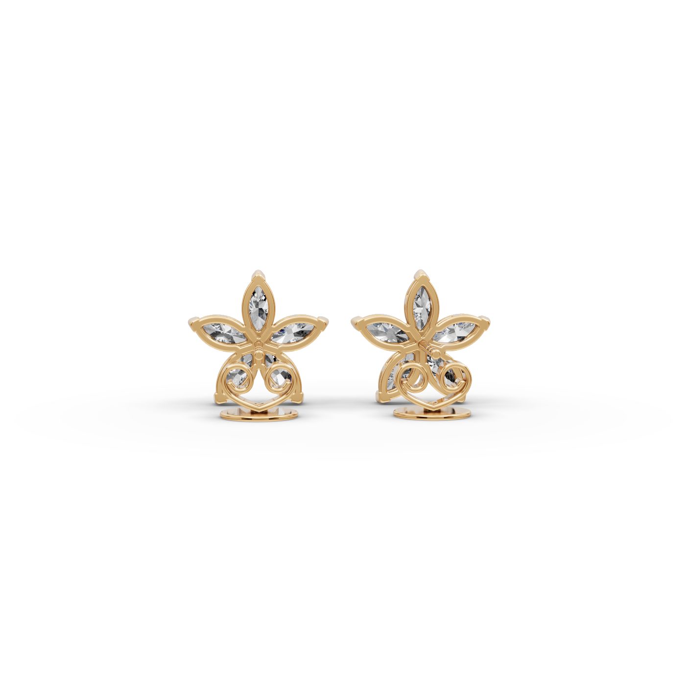 Graceful Trail Marquise Lab-Grown Diamond Studs Earring in yellow gold