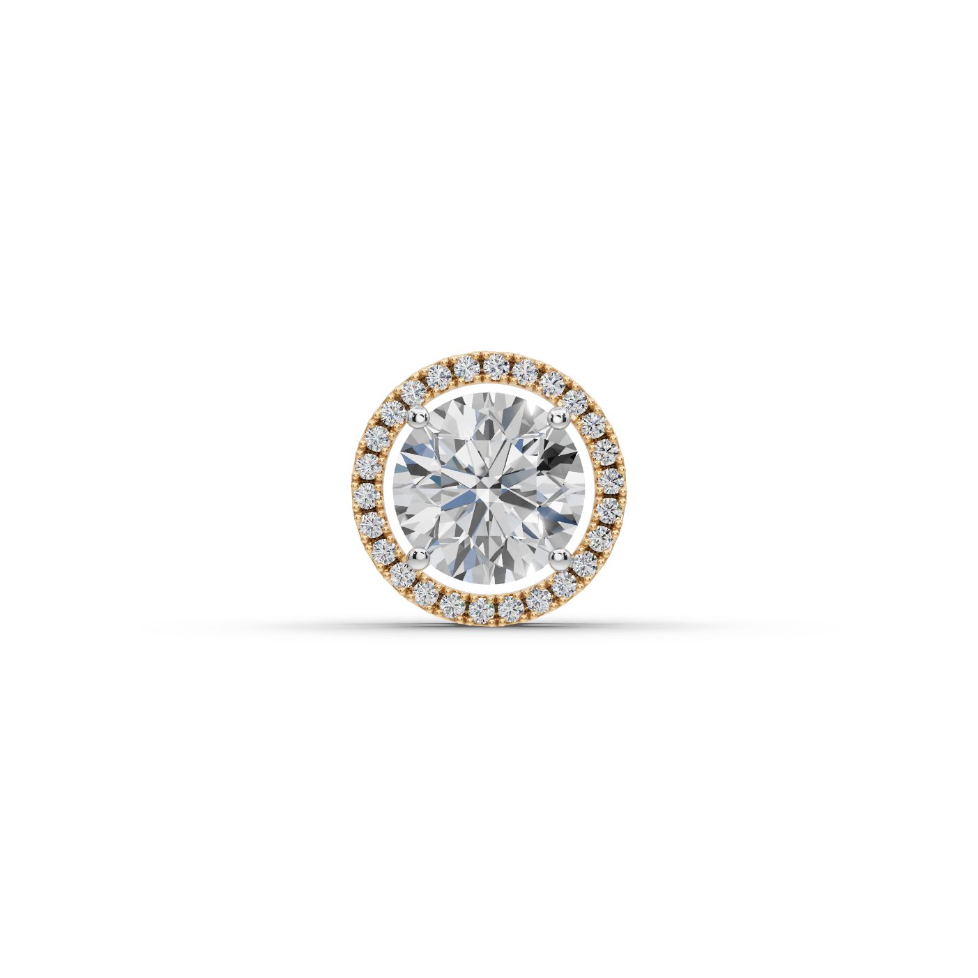 Midnight Grace Round Lab-Grown Diamond Halo Pendant in yellow gold, set with lab-grown diamonds
