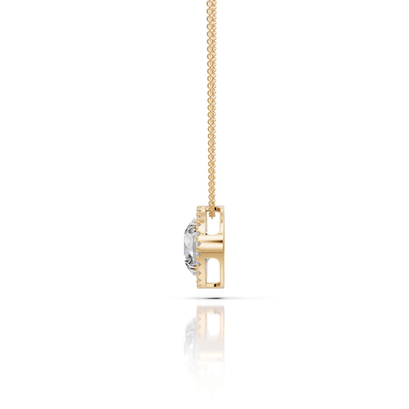 Midnight Grace Round Lab-Grown Diamond Halo Pendant in yellow gold