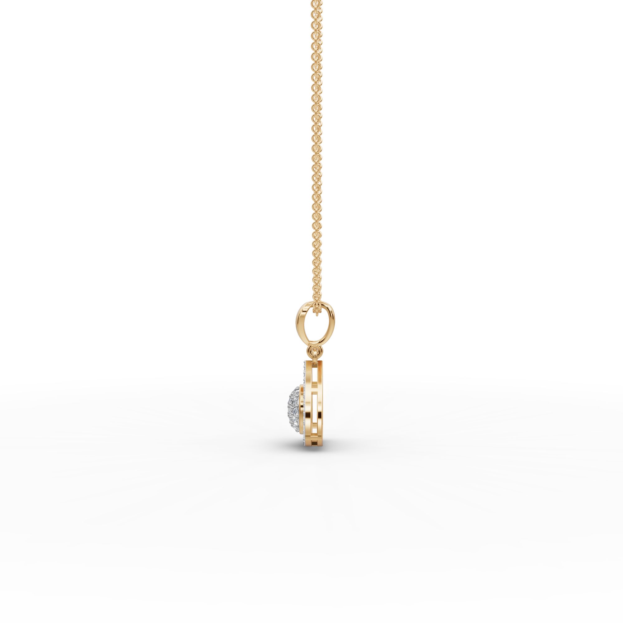 Midnight Bloom Round Lab-Grown Diamond Cluster Pendant in yellow gold