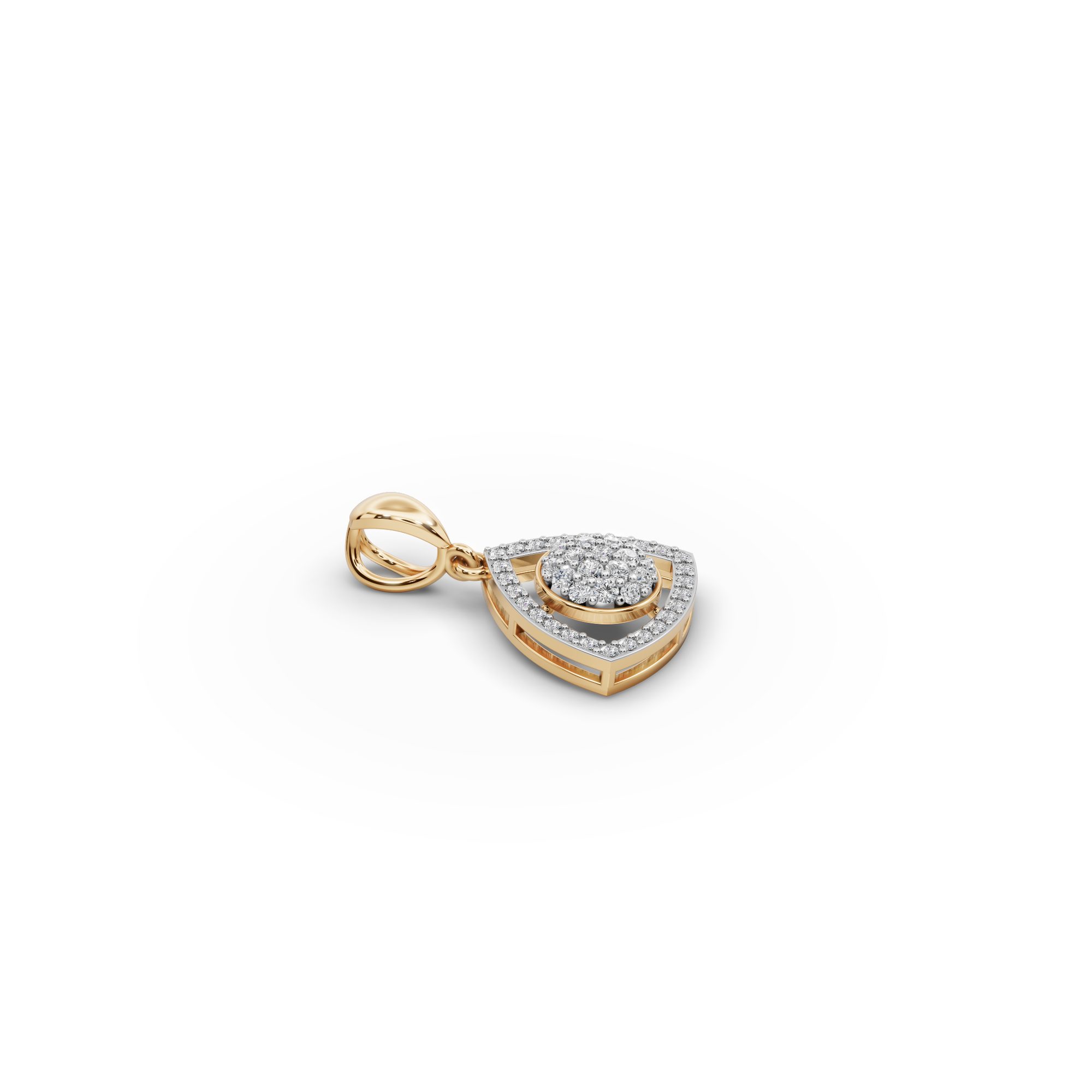 Midnight Bloom Round Lab-Grown Diamond Cluster Pendant in yellow gold