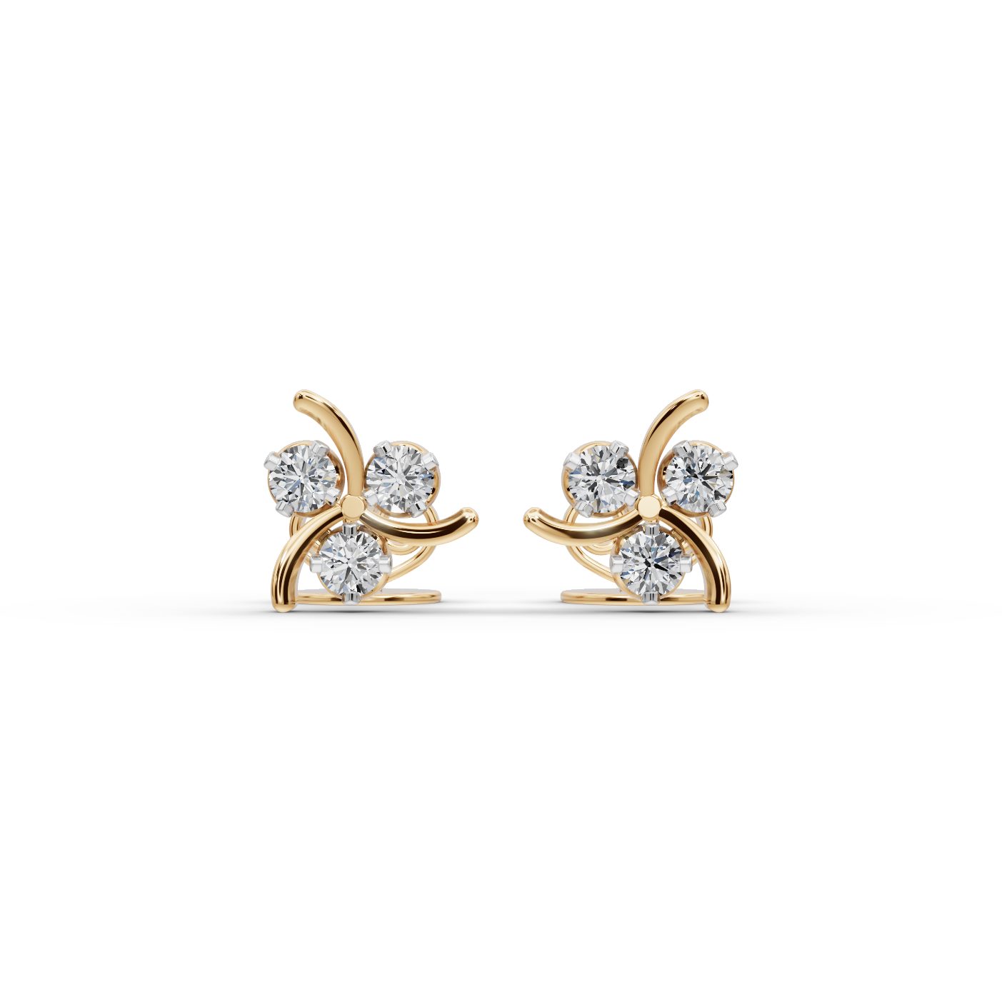 Opulent Dew Round Lab-Grown Diamond Studs Earring in yellow gold, set with lab-grown diamonds
