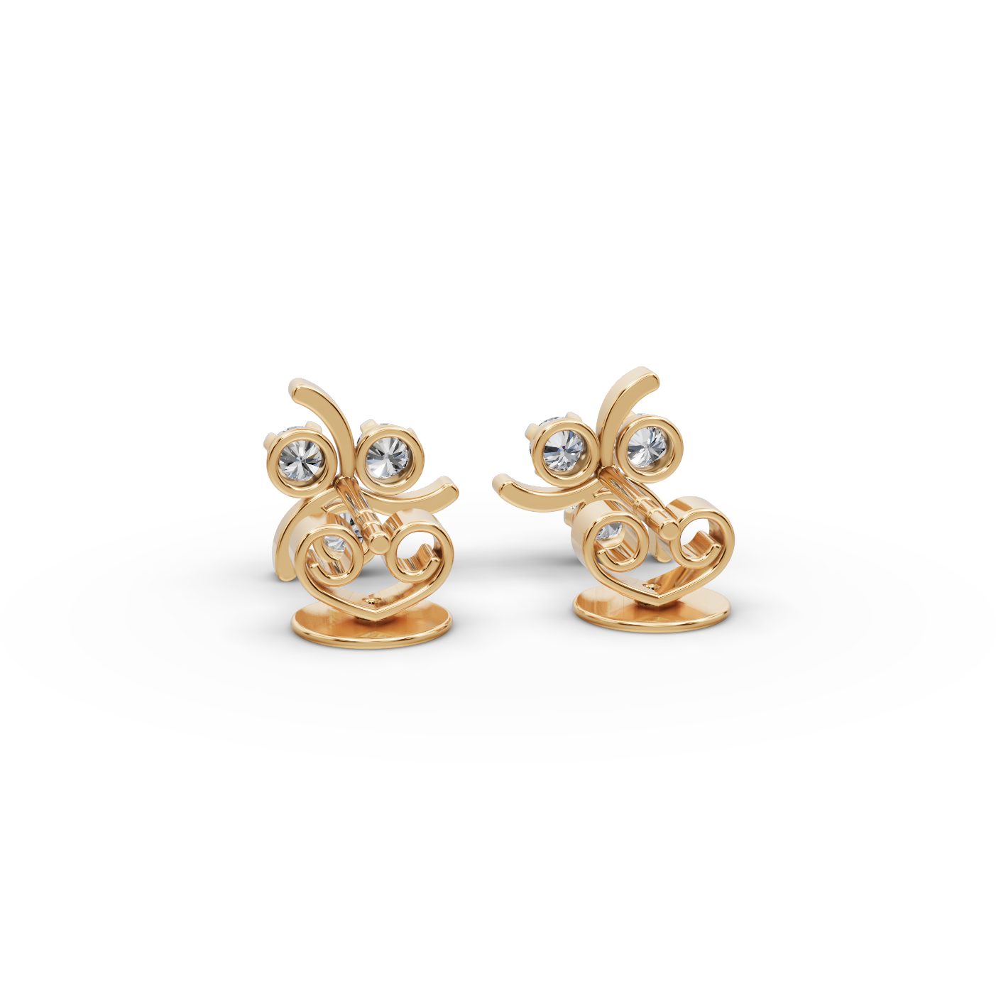 Opulent Dew Round Lab-Grown Diamond Studs Earring in yellow gold